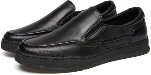 Easy to Put and Remove. Loafer Shoes for Men Genuine Leather Classic Stitching Details Round Toe Rubber Sole Resistant Flexible Lightweight Anti-Slip Driving Slip on for All Occasions
