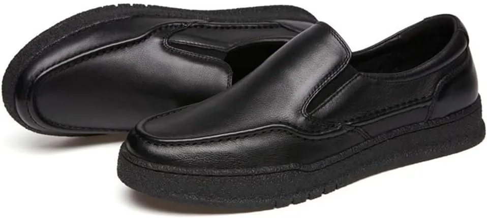 Easy to Put and Remove. Loafer Shoes for Men Genuine Leather Classic Stitching Details Round Toe Rubber Sole Resistant Flexible Lightweight Anti-Slip Driving Slip on for All Occasions