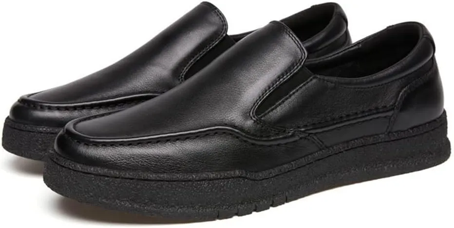 Easy to Put and Remove. Loafer Shoes for Men Genuine Leather Classic Stitching Details Round Toe Rubber Sole Resistant Flexible Lightweight Anti-Slip Driving Slip on for All Occasions