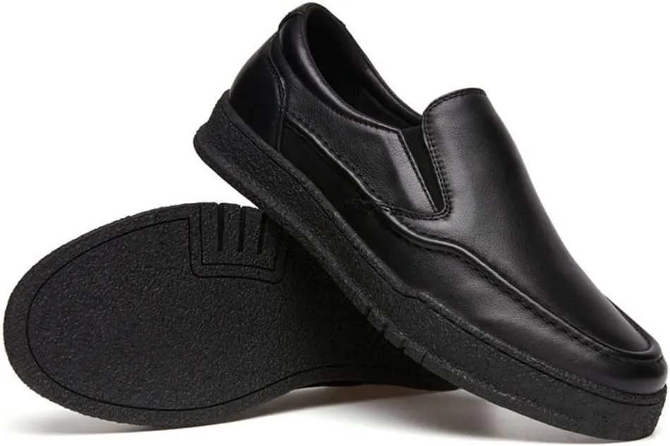 Easy to Put and Remove. Loafer Shoes for Men Genuine Leather Classic Stitching Details Round Toe Rubber Sole Resistant Flexible Lightweight Anti-Slip Driving Slip on for All Occasions