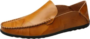 Easy to Put and Remove Shoes Smoking Loafer for Men Genuine Leather Round Toe Stitching Details Classic Resistant Soft Comfortable Driving Slip On for All Occasions