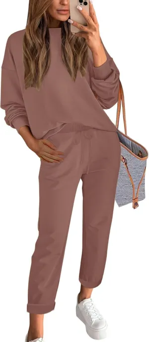 ETCYY NEW Women's Sweater Sets 2 Piece Outfits Lounge Sets with Knit Sweater Tops and Sweatpants