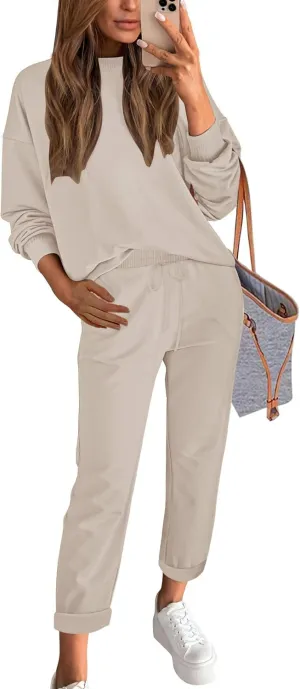 ETCYY NEW Women's Sweater Sets 2 Piece Outfits Lounge Sets with Knit Sweater Tops and Sweatpants