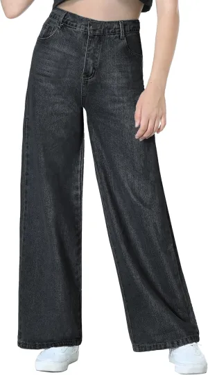 EXARUS Girls Jeans Wide Leg/Flare/Skinny Denim Pants Ripped Baggy High Waisted with Pockets Teen Casual Kids 6-14Y