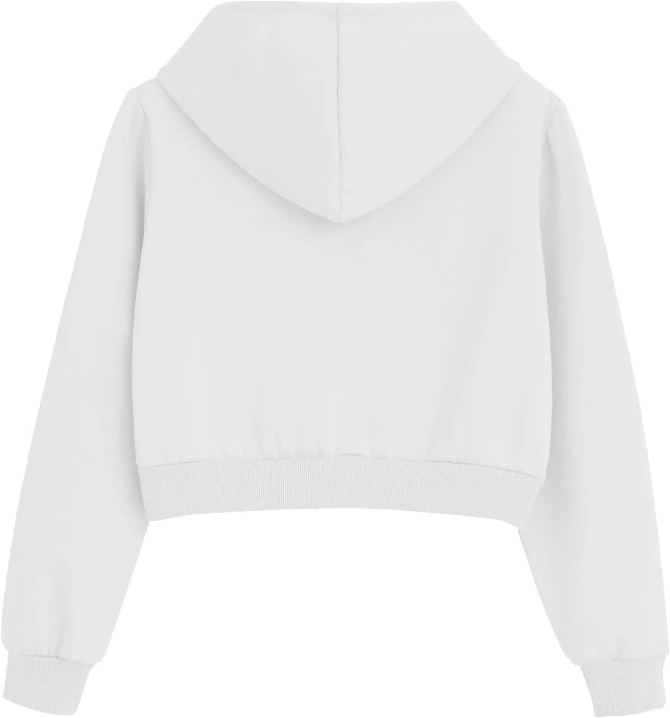 Fleece Cropped Zip Up Hoodie for Women Cute Drawstring Hooded Sweatshirts Casual Solid Crop Jacket Top with Pockets