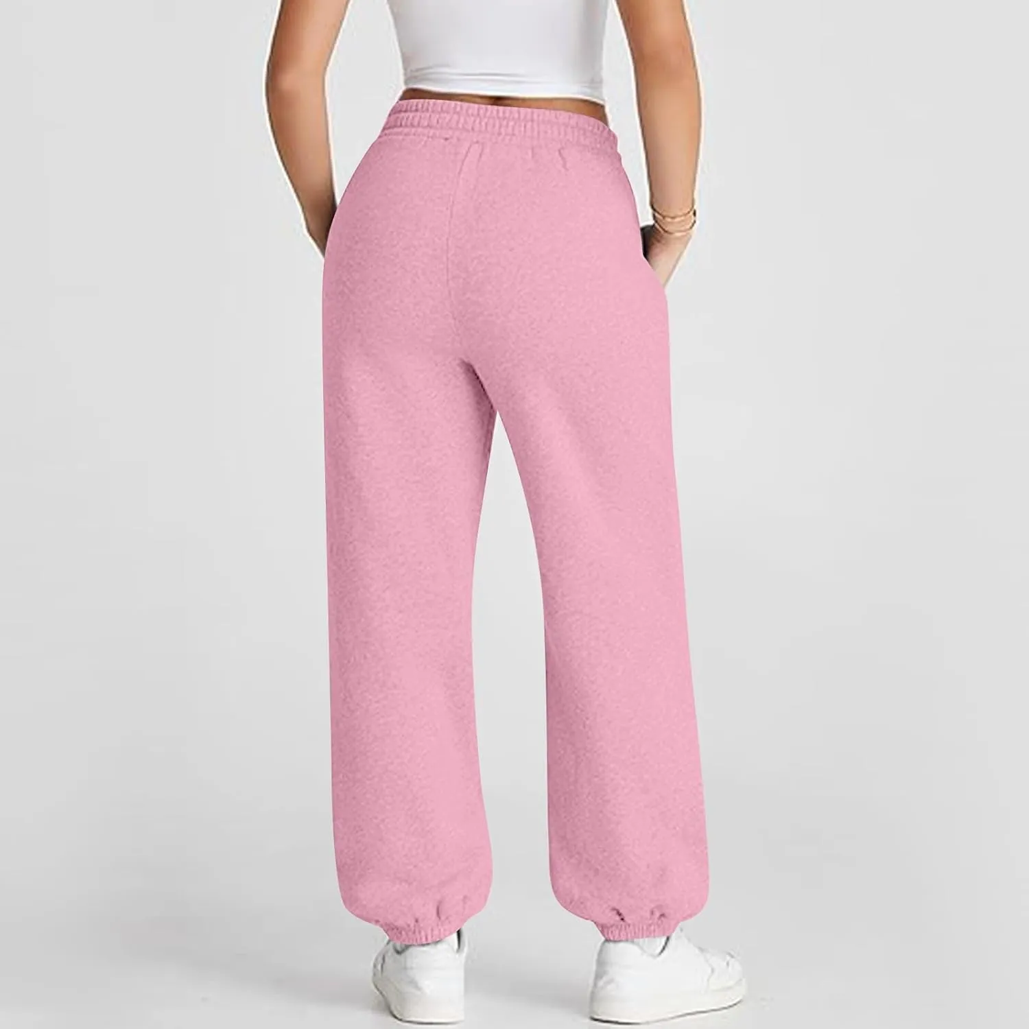 Fleece Joggers for Women Cute Y2k Crossover Baggy Sweatpants Casual Elastic Waist Athletic Jogger Pants with Pockets