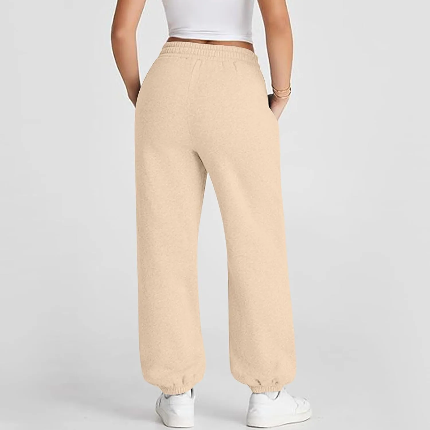 Fleece Joggers for Women Cute Y2k Crossover Baggy Sweatpants Casual Elastic Waist Athletic Jogger Pants with Pockets