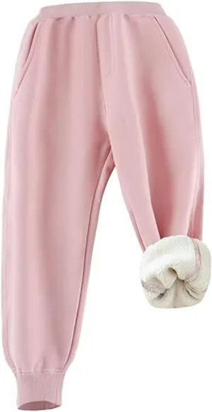 Gihuo Unisex Boys Girls Winter Warm Sherpa Lined Sweatpants Jogger