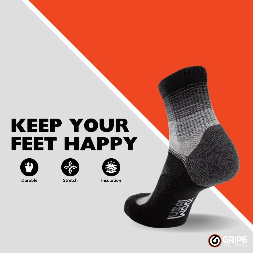 GRIP6 Wool Micro-Crew Socks: Lightweight Wool Socks for Hiking, All Day Comfort - Wicking Crew Socks for Men and Women