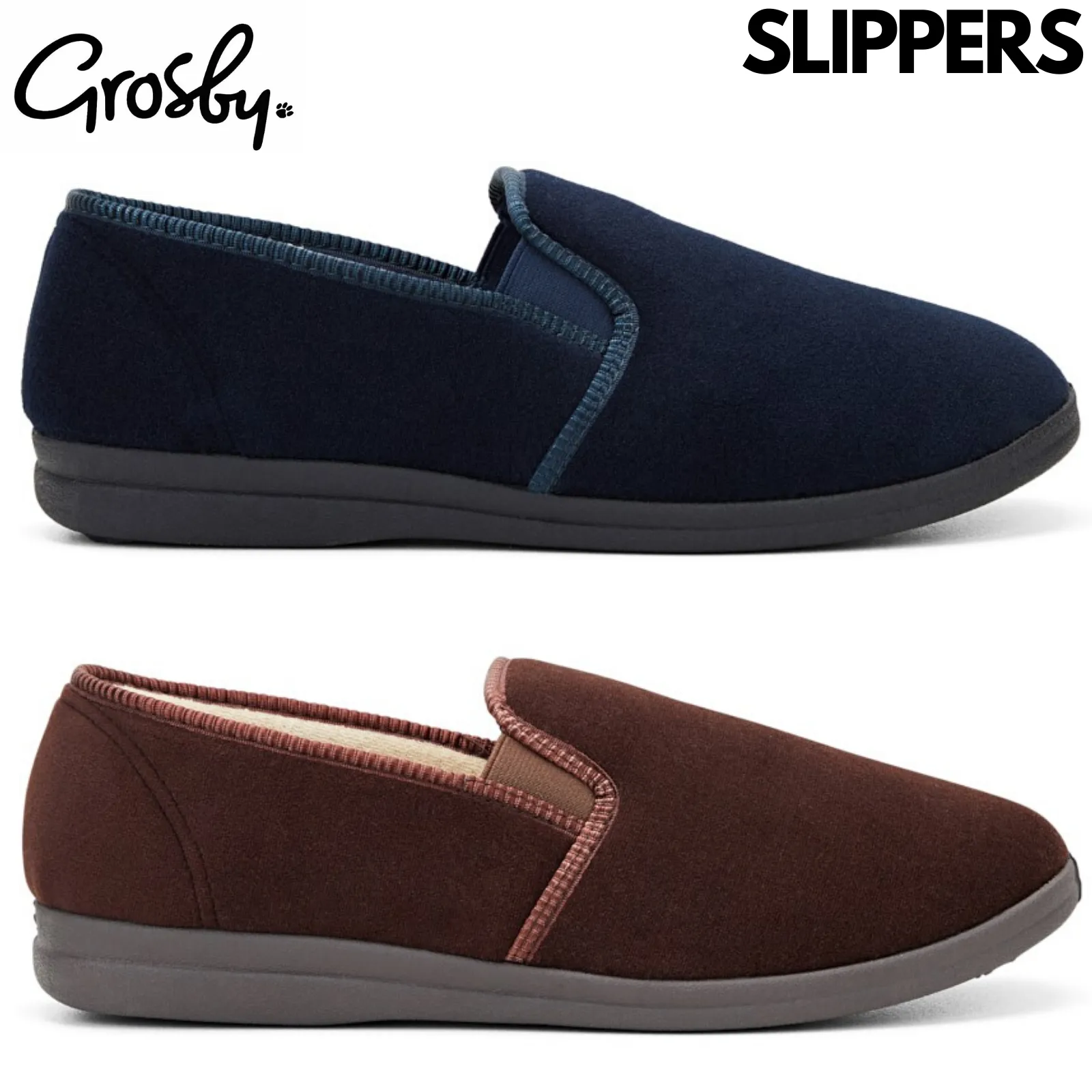 GROSBY Percy Mens Slippers Shoes Indoor Outdoor Casual Slipper Moccasins