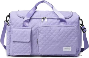Gym Bag Travel Duffel Carry On Bag for Women & Men Sports Waterproof Lightweight with Shoe Compartment Wet Separation (Purple)