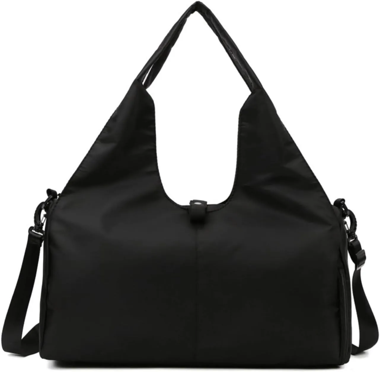 Gym Bag Travel Duffel Carry On Bag for Women Yoga Mat Compatible with Shoe Compartment Sports Waterproof Lightweight Tote Bag (Black)