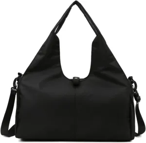 Gym Bag Travel Duffel Carry On Bag for Women Yoga Mat Compatible with Shoe Compartment Sports Waterproof Lightweight Tote Bag (Black)