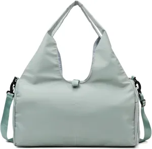 Gym Bag Travel Duffel Carry On Bag for Women Yoga Mat Compatible with Shoe Compartment Sports Waterproof Lightweight Tote Bag (Green)