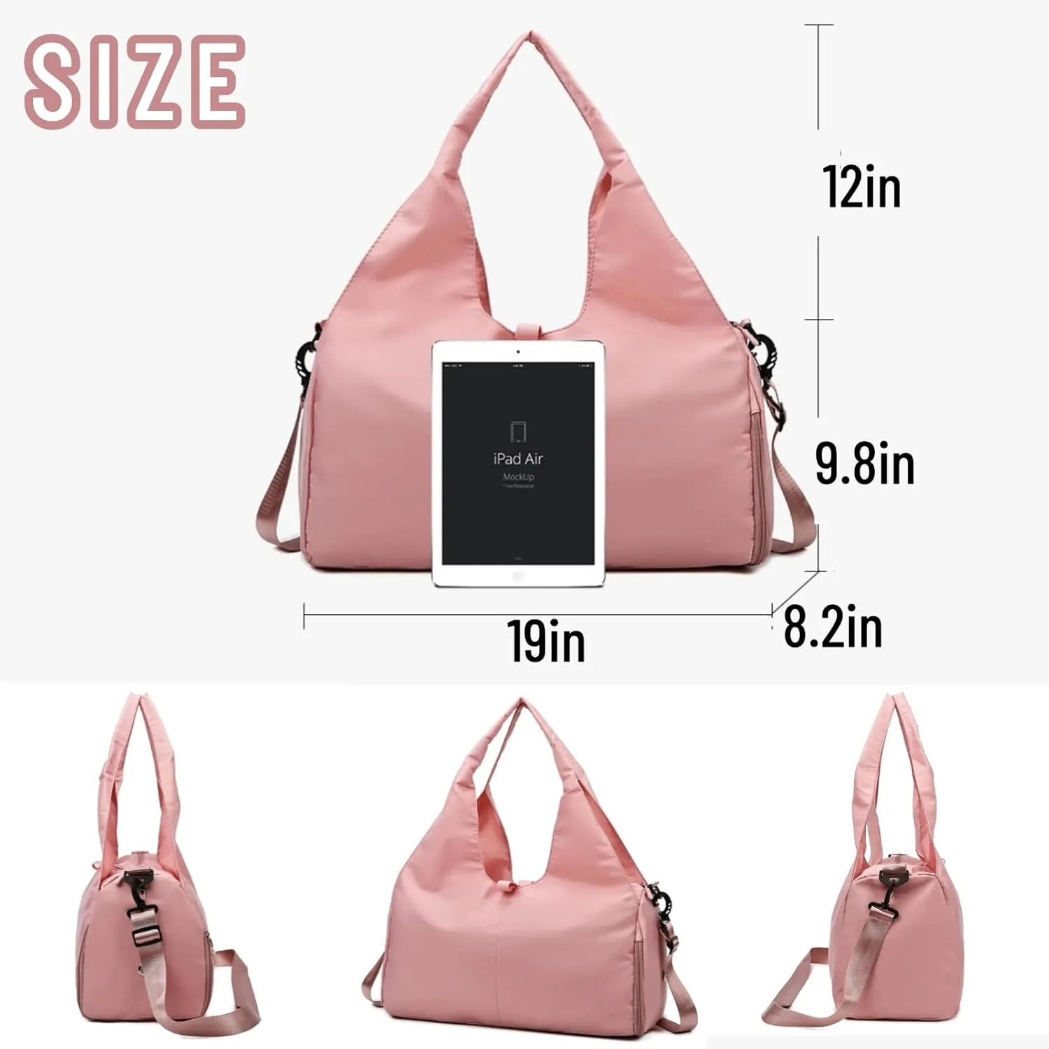 Gym Bag Travel Duffel Carry On Bag for Women Yoga Mat Compatible with Shoe Compartment Sports Waterproof Lightweight Tote Bag (Green)