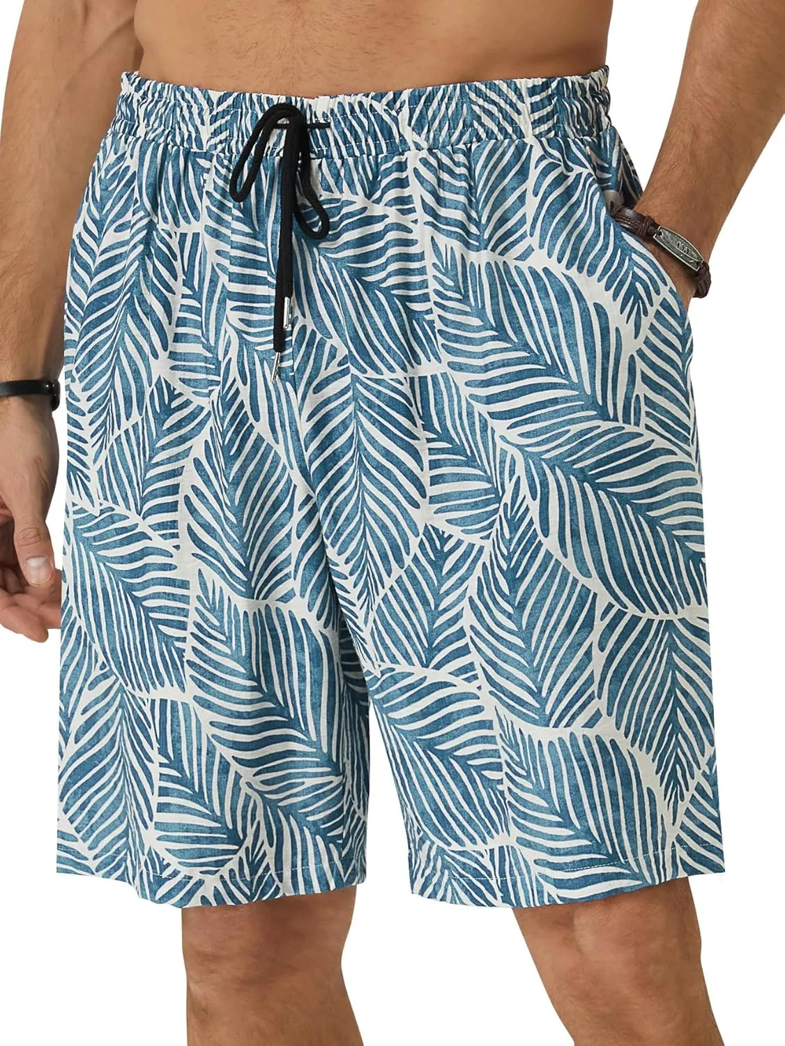 Hardaddy Men's Hawaiian Beach Shorts Lightweight Elastic Waist Lounge Pants for Travel & Sleep