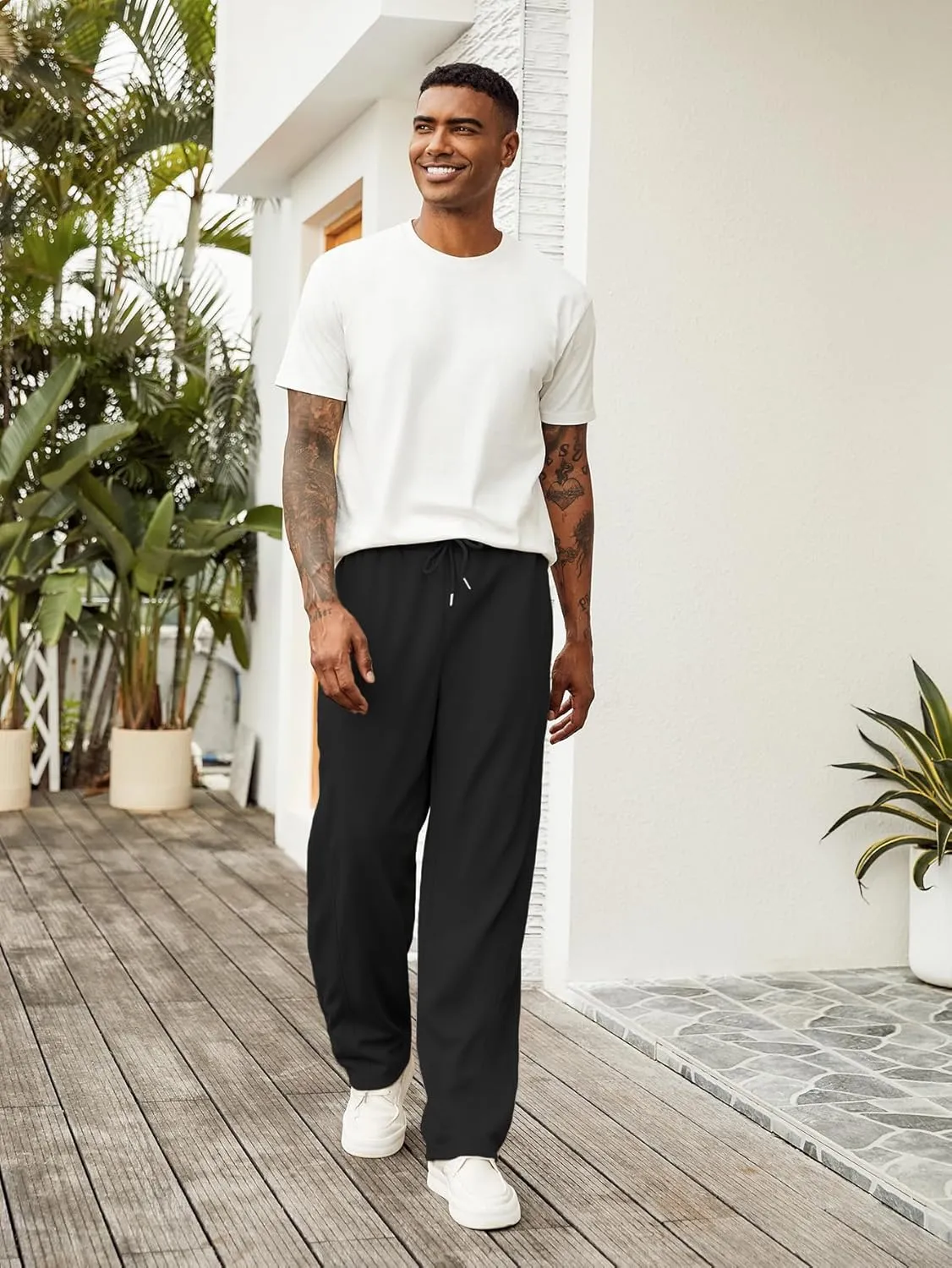 Hardaddy Men's Yoga Sweatpants Athletic Lounge Pants Open Bottom Casual Drawstring Jogger Pants for Men with Pockets