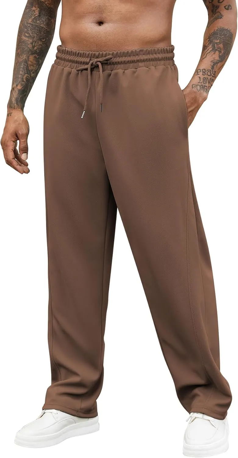 Hardaddy Men's Yoga Sweatpants Athletic Lounge Pants Open Bottom Casual Drawstring Jogger Pants for Men with Pockets