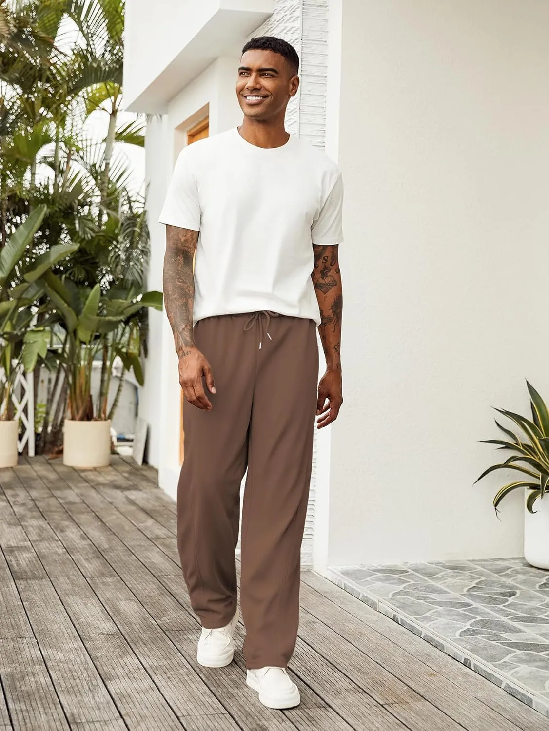 Hardaddy Men's Yoga Sweatpants Athletic Lounge Pants Open Bottom Casual Drawstring Jogger Pants for Men with Pockets