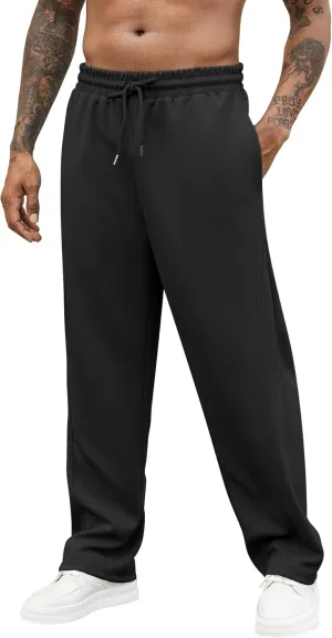 Hardaddy Men's Yoga Sweatpants Athletic Lounge Pants Open Bottom Casual Drawstring Jogger Pants for Men with Pockets