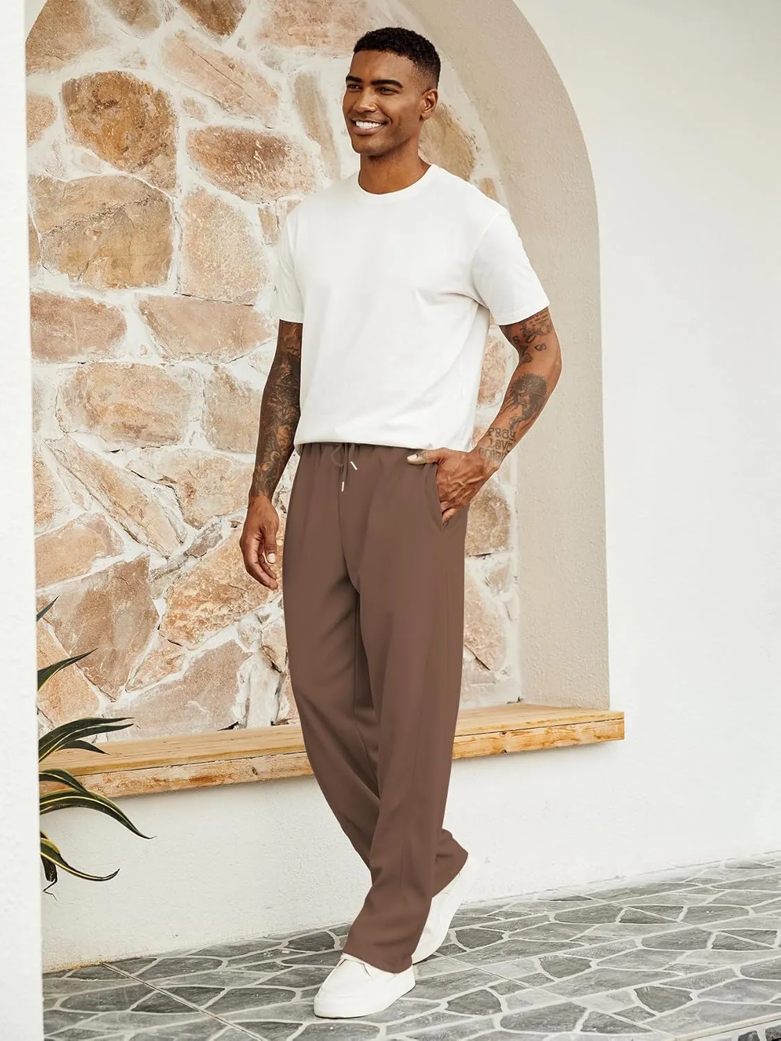 Hardaddy Men's Yoga Sweatpants Athletic Lounge Pants Open Bottom Casual Drawstring Jogger Pants for Men with Pockets