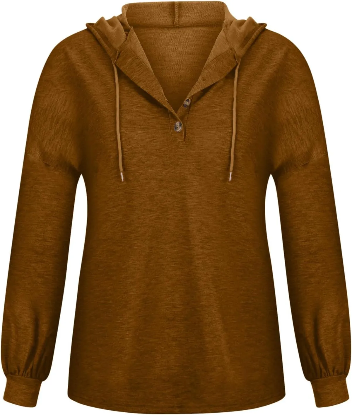 Hoodies for Women Drawstring Long Sleeve Casual Pullover Drop Shoulder V Neck Sweatshirt Ribbed Cuff Hooded Shirts