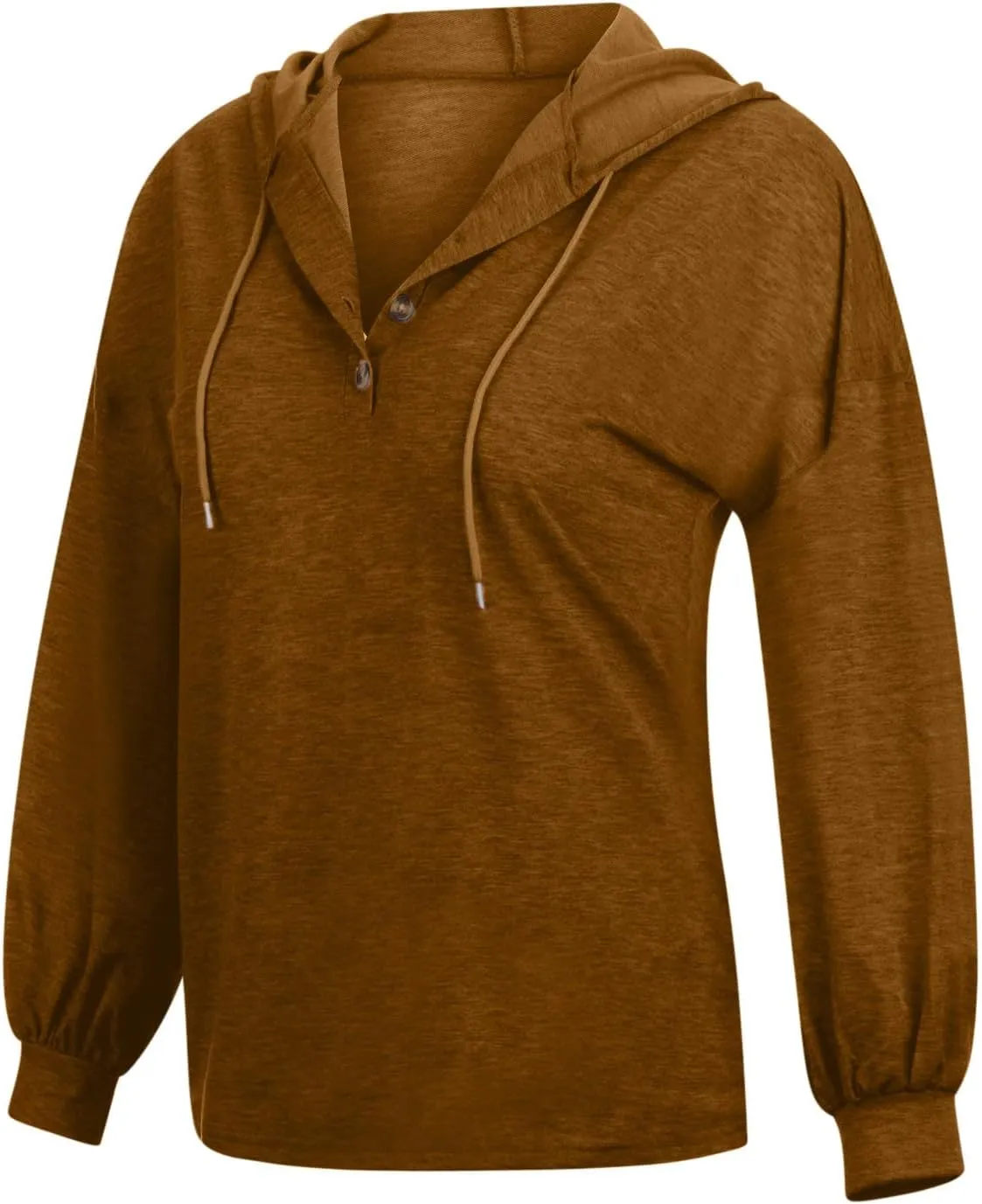 Hoodies for Women Drawstring Long Sleeve Casual Pullover Drop Shoulder V Neck Sweatshirt Ribbed Cuff Hooded Shirts