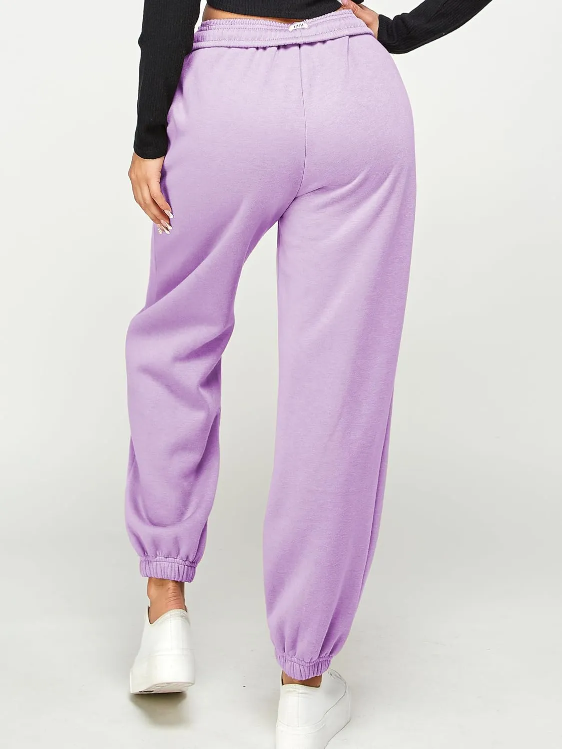 IUUI Women's High Waisted Fleece Sweatpants - Casual Baggy Joggers with Pockets, Foldable Warm Lounge Pants