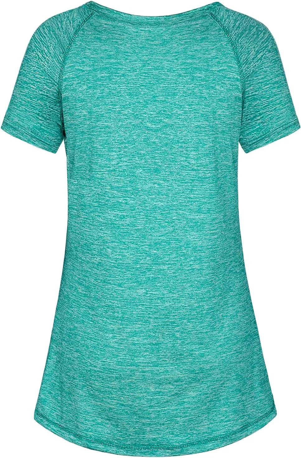 Kimmery Woman Raglan Sleeve Round Neck Irregular Hem Yoga Workout Shirt Sizes M-3XL