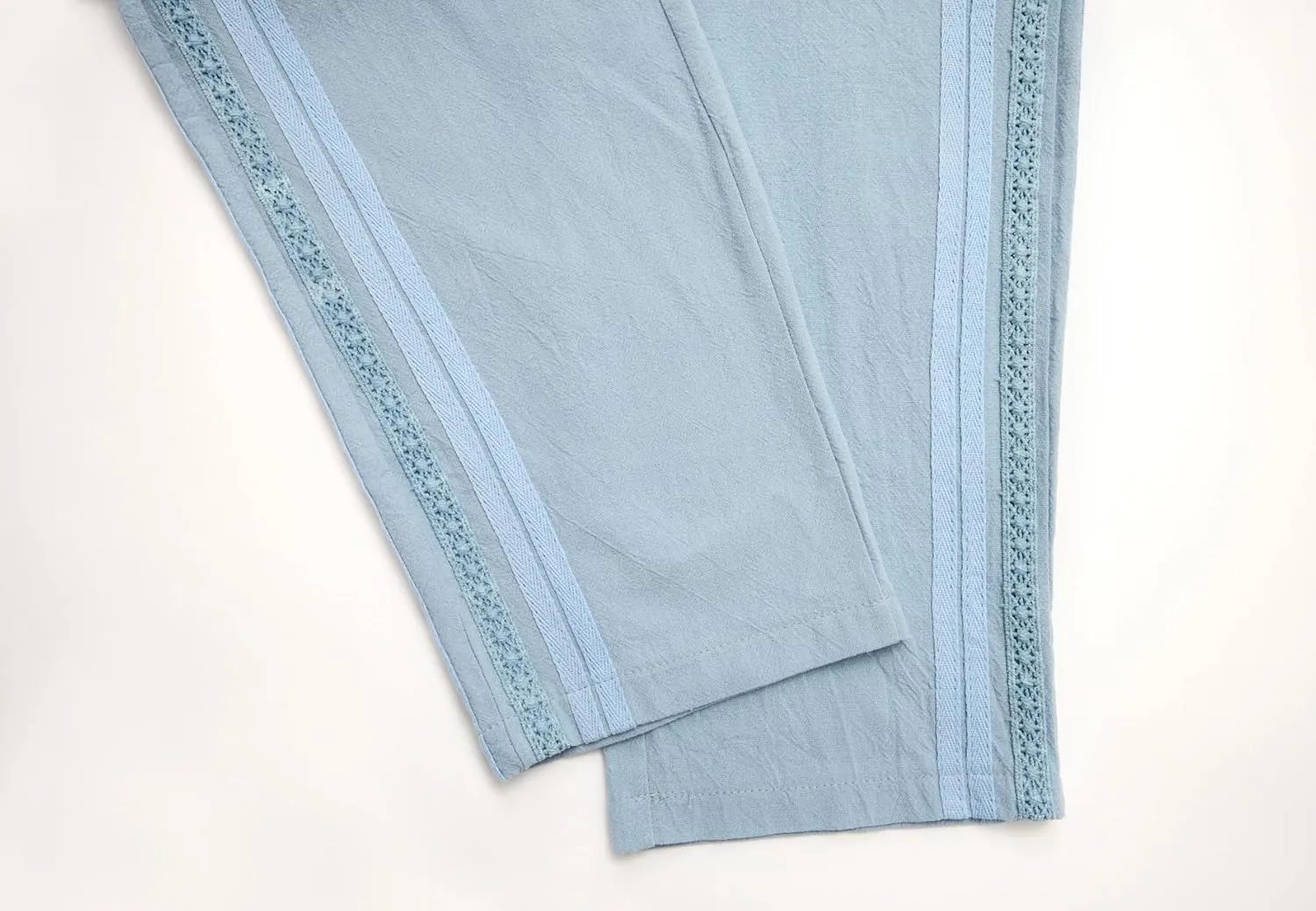 Linen Pants for Women Wide Leg High Waisted Drawstring Trousers Summer Casual Loose Trendy Beach Pants with Pockets