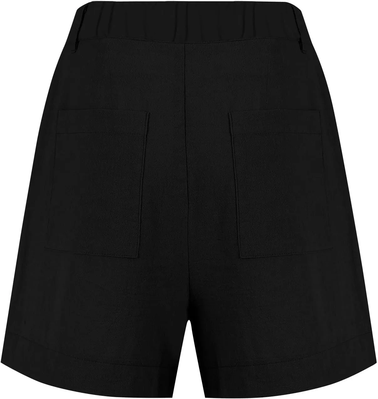 Linen Shorts for Women Dressy Casual Elastic High Waist Work Shorts Baggy Beach Summer Wide Leg Short Pants Pockets