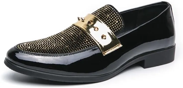 Luxury Leather Shoes Men Wedding Dress Shoes Designer Rivet Loafers Driving Shoes British Formal Oxford Men Handmade Casual Shoes for Party Shoes Flat Big Size 38-47