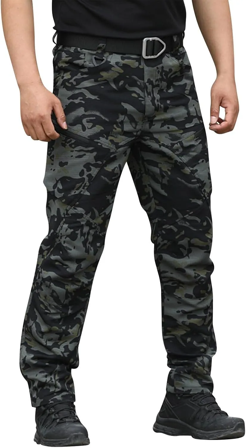 Men's Cargo Pants Water Outdoor Camouflage Trousers with Multi-Pockets for Hiking & Hunting