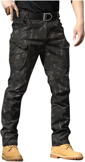Men's Cargo Pants Water Outdoor Camouflage Trousers with Multi-Pockets for Hiking & Hunting