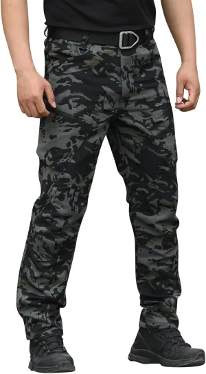 Men's Cargo Pants Water Outdoor Camouflage Trousers with Multi-Pockets for Hiking & Hunting