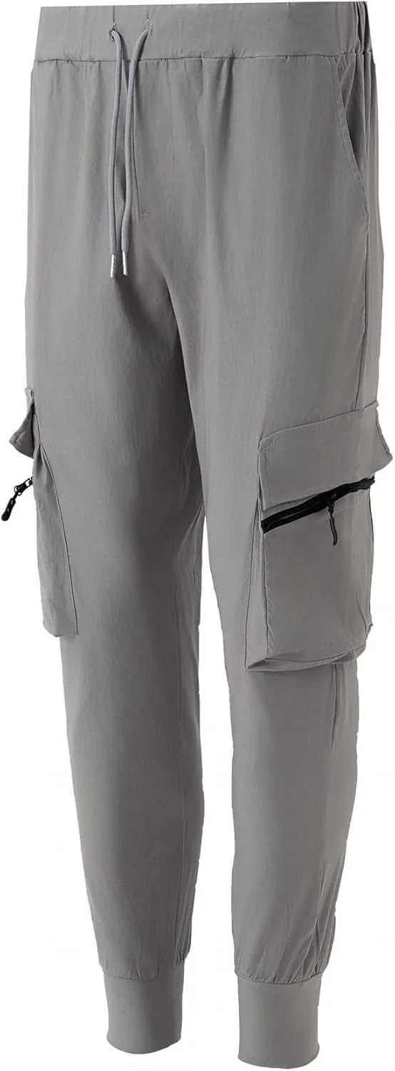 Men's Cargo Pants with Elastic Waist - Multi-Pocket Stretch Trousers for Outdoor, Gym Casual Wear