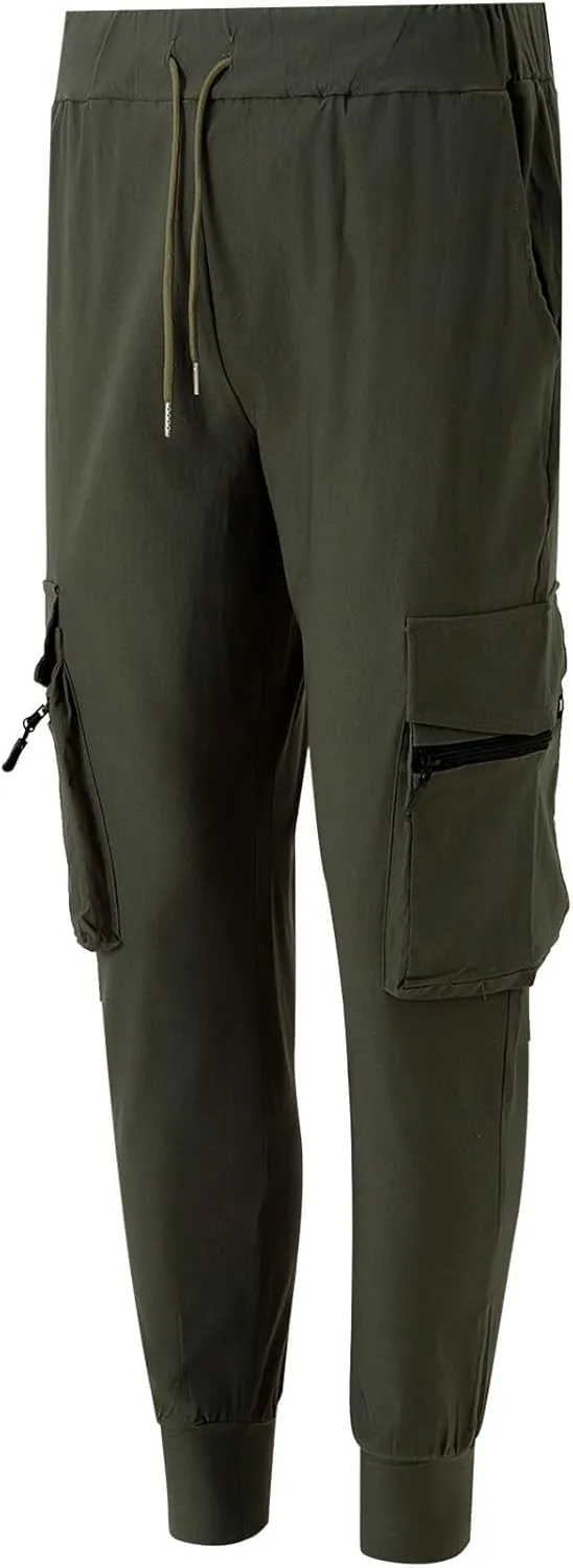 Men's Cargo Pants with Elastic Waist - Multi-Pocket Stretch Trousers for Outdoor, Gym Casual Wear