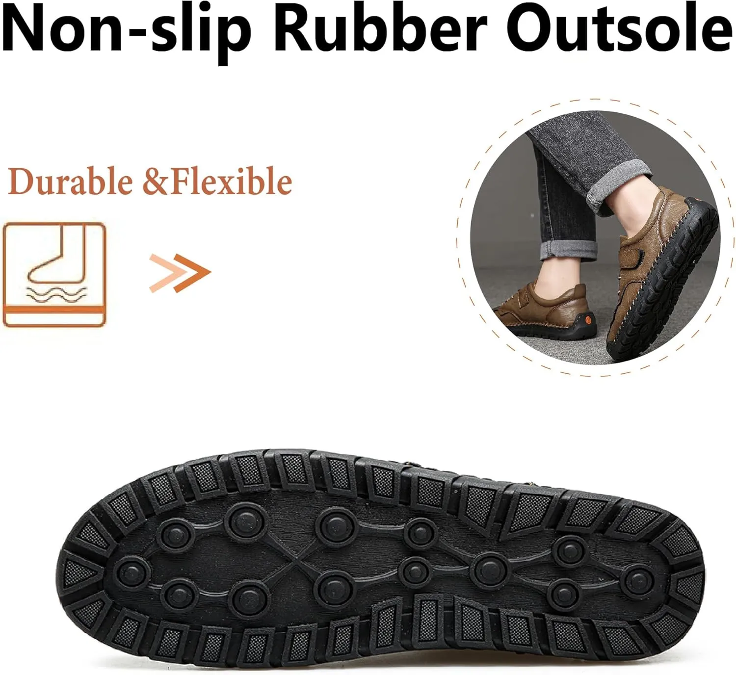 Mens Casual Driving Shoes Leather Loafers Lightweight Comfortable Oxford Vintage Slip Resistant Breathable