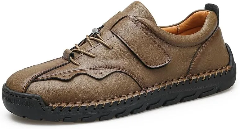 Mens Casual Driving Shoes Leather Loafers Lightweight Comfortable Oxford Vintage Slip Resistant Breathable