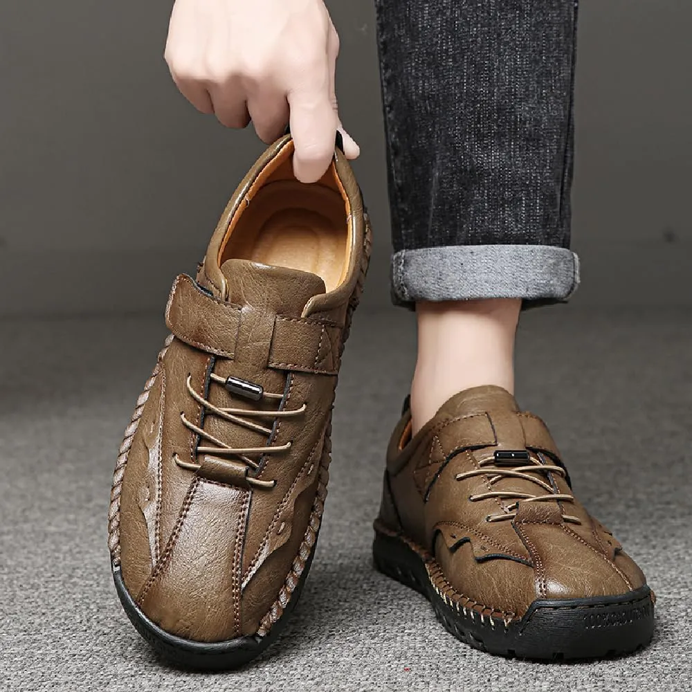Mens Casual Driving Shoes Leather Loafers Lightweight Comfortable Oxford Vintage Slip Resistant Breathable