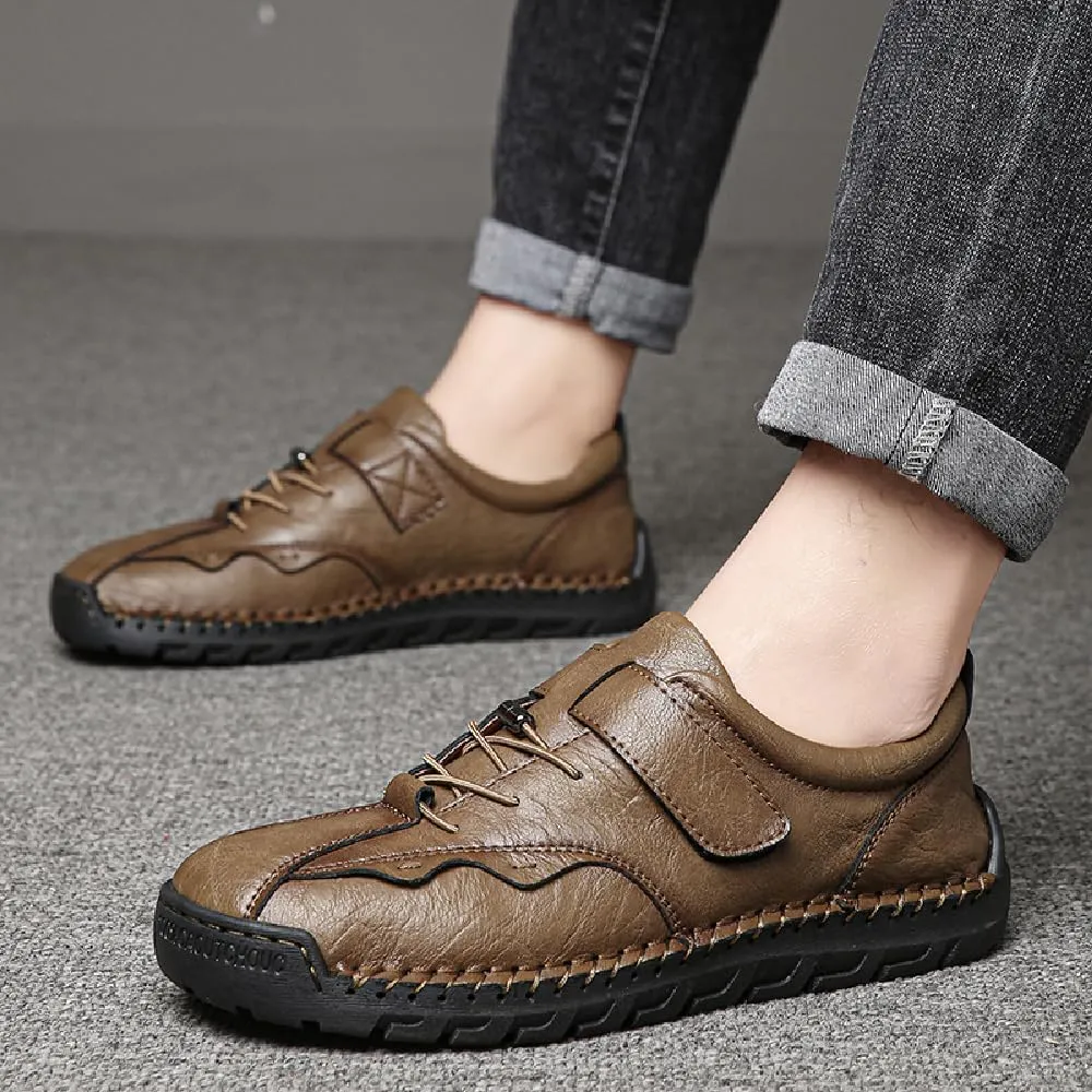 Mens Casual Driving Shoes Leather Loafers Lightweight Comfortable Oxford Vintage Slip Resistant Breathable