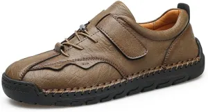 Mens Casual Driving Shoes Leather Loafers Lightweight Comfortable Oxford Vintage Slip Resistant Breathable