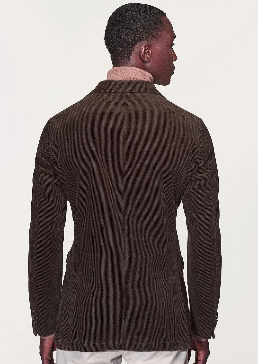 Men's Casual Slim Fit Corduroy Jacket Lightweight 2 Button Blazer Sport Coat Brown