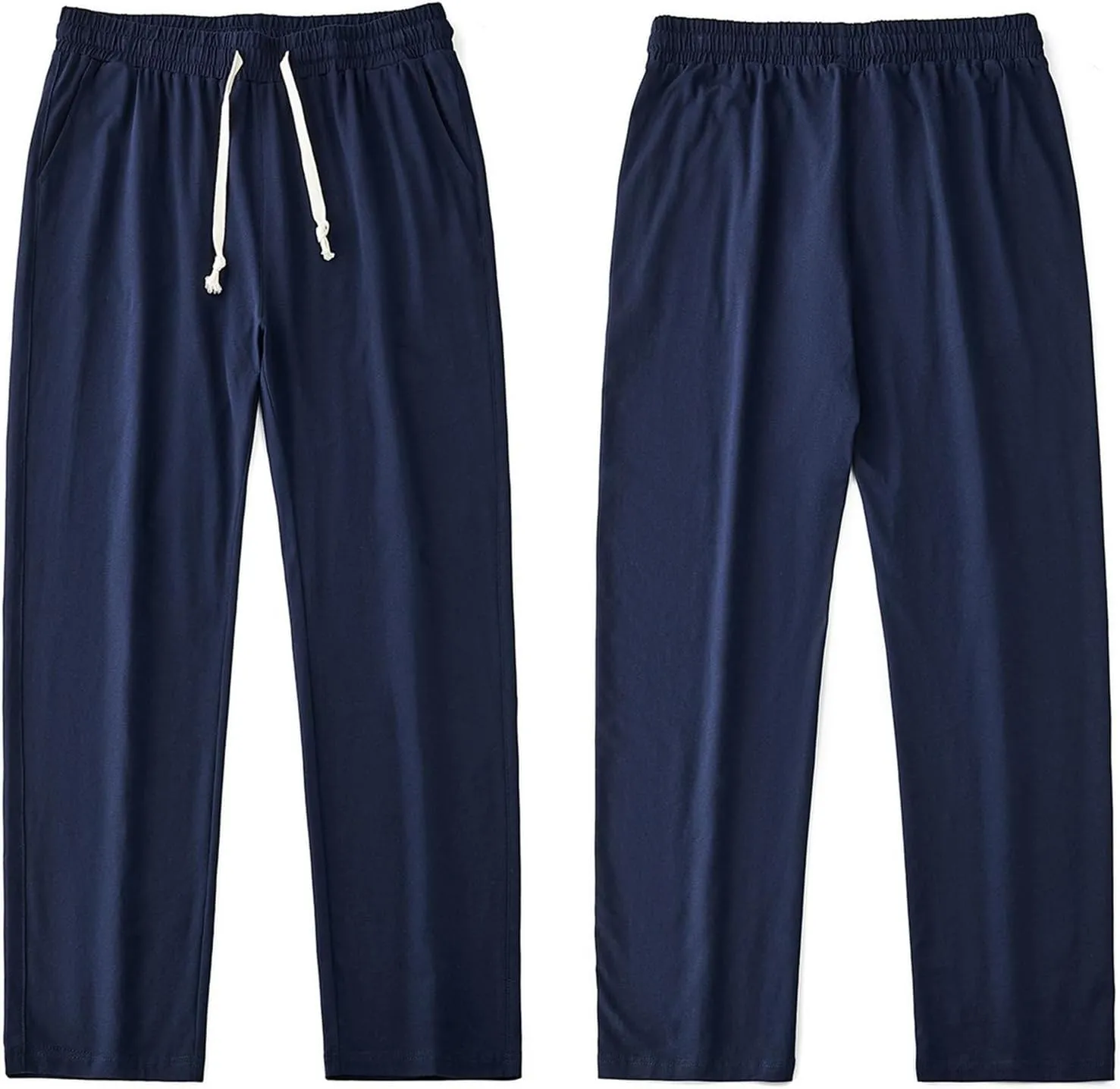 Mens Casual Sports Drawstring Pants Elastic Waist Straight Leg Chino Pant Lounge Baggy Men Trousers