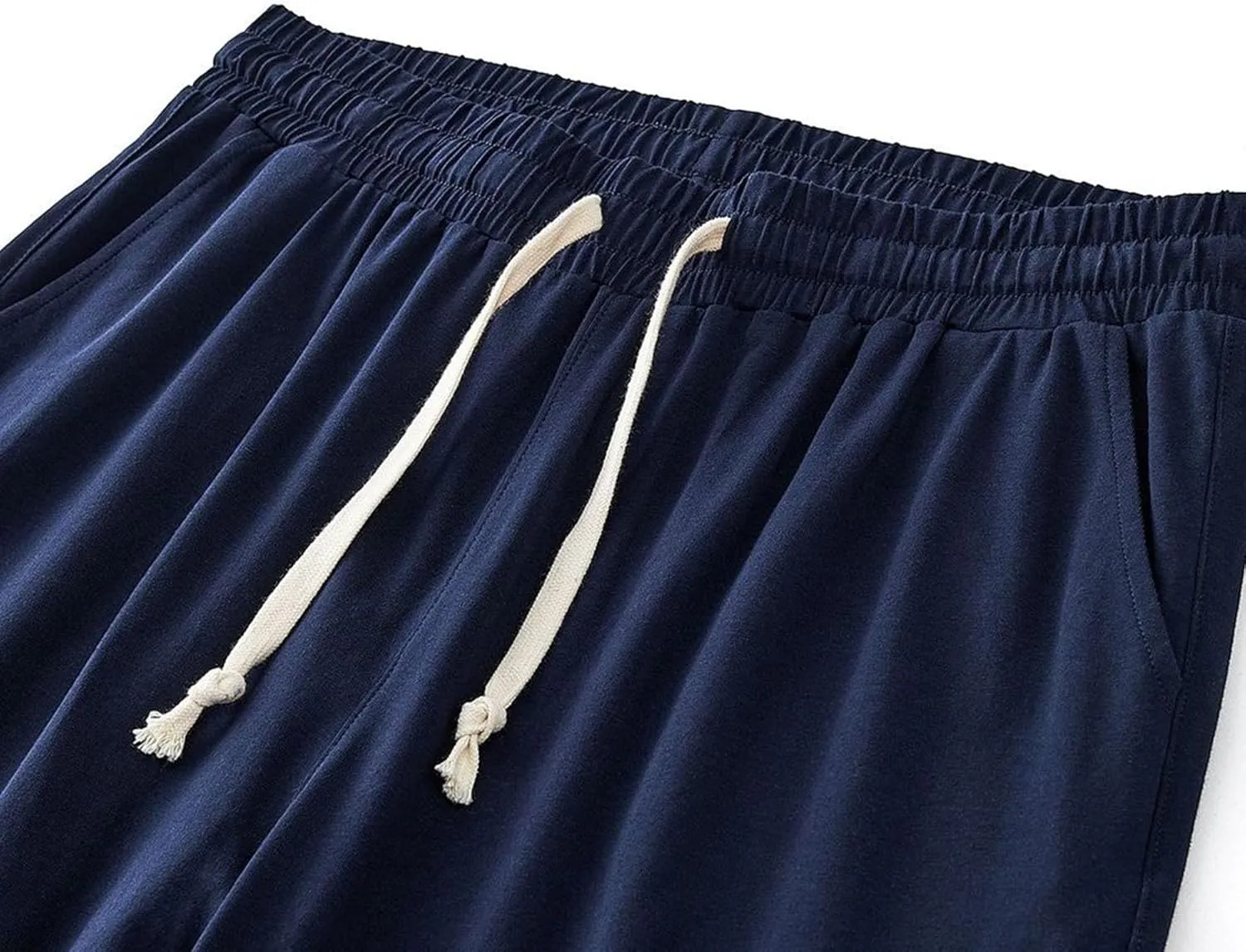 Mens Casual Sports Drawstring Pants Elastic Waist Straight Leg Chino Pant Lounge Baggy Men Trousers