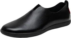 Men's Designer Leather Slip-On Dress Shoes, Business Casual Wedding Party Flats, Comfortable Driving Loafers for Men