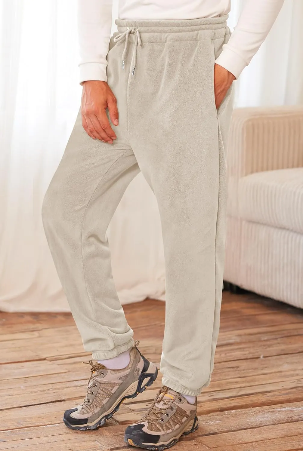 Men's Fleece Lined Sherpa Sweatpants Active Running Joggers with Pockets (S-2XL)