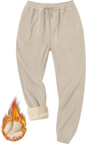 Men's Fleece Lined Sherpa Sweatpants Active Running Joggers with Pockets (S-2XL)