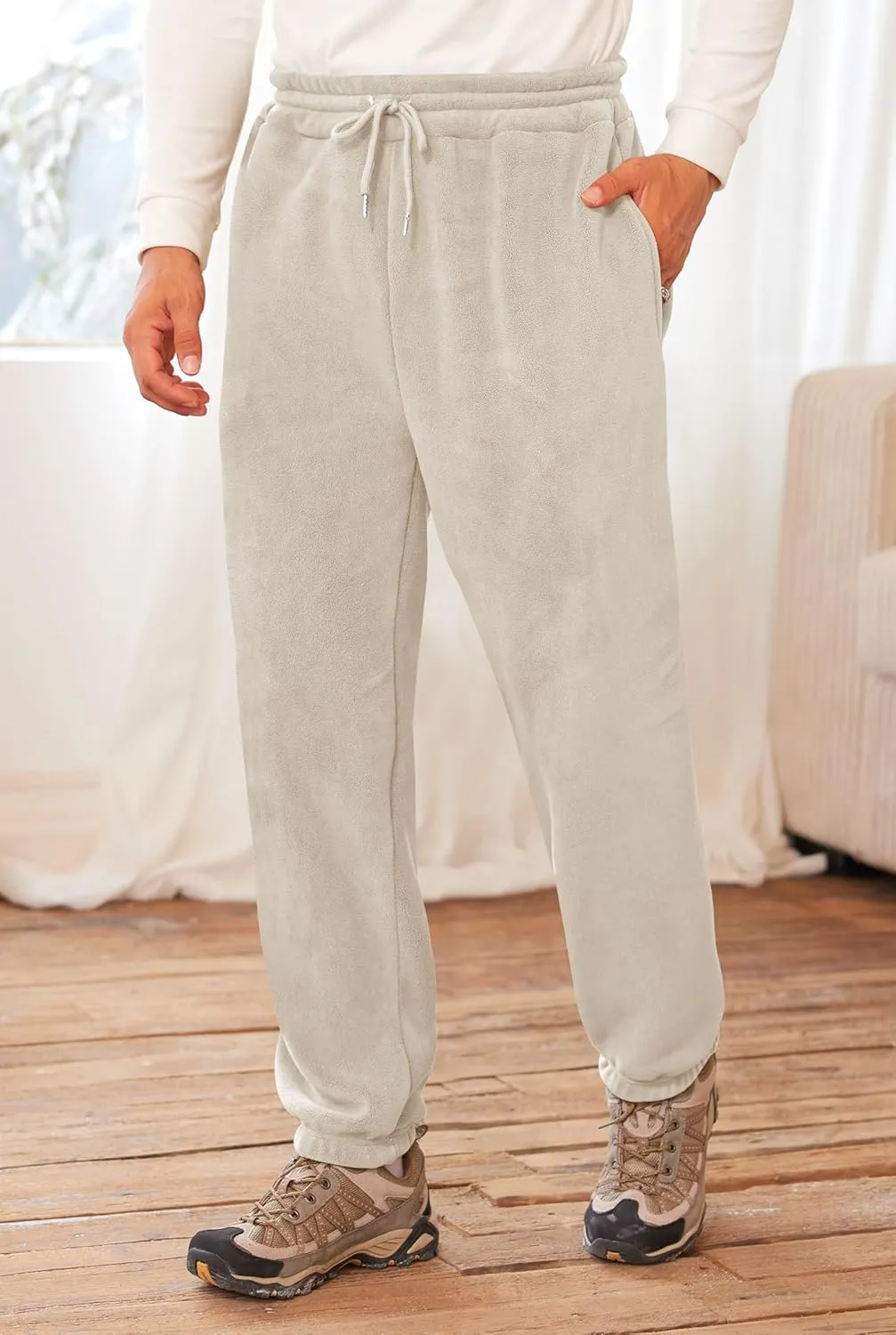 Men's Fleece Lined Sherpa Sweatpants Active Running Joggers with Pockets (S-2XL)