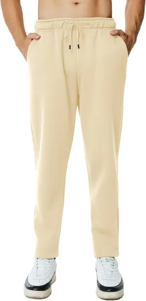 Men's Fleece Sweatpants Open Bottom Lounge Pants Casual Elastic Waist Jogger Pants with Pockets